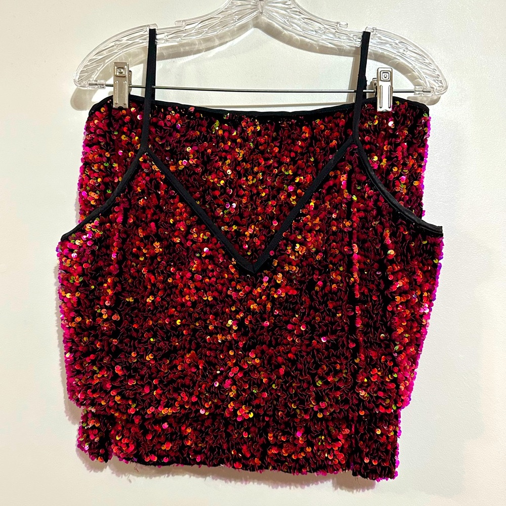 Hot Pink Sequins 2 Piece Skirt Set